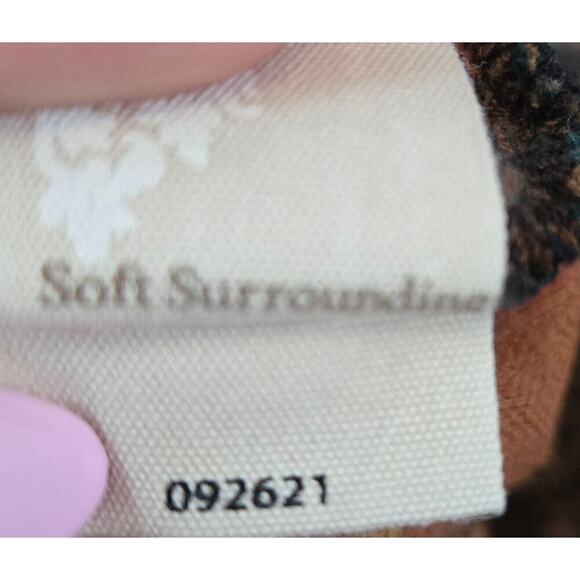 Soft Surroundings small boho animal print, floral, plaid button up blouse. - Picture 7 of 9